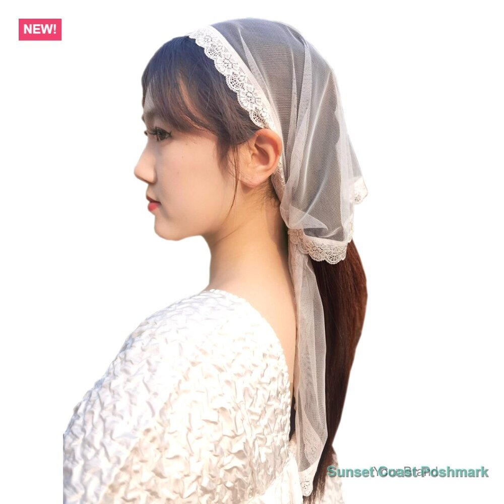 Triangle Lace Chapel Veil Mantilla Headcovering for Catholic Mass